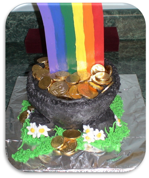 Rainbow and Pot of Gold Cake